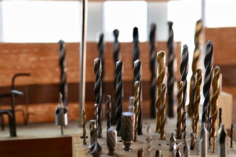 premium photo close   drills  work table