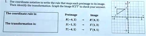 Solved Use Coordinate Notation To Write The Then Rule That Maps Each