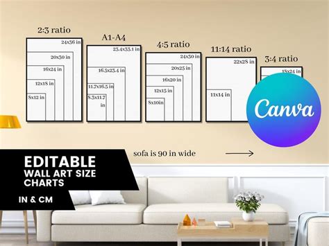 Frame Size Guide Editable, Wall Art Ratio Chart Wall Art Size Guide ...