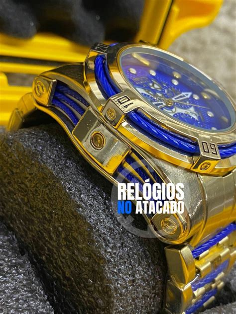 Comprar Relógio Masculino Invicta Zeus X Dourado Azul pulseira de aço