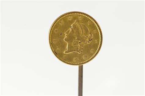 Gold Filled 1849 54 Gold 1 One Dollar Coin Stick Pin Property Room