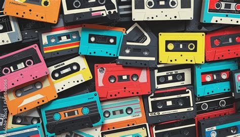 Vintage Music Cassettes 3d Render Retro Dj Sound Tape 1980s Rave Party Stereo Mix Old School