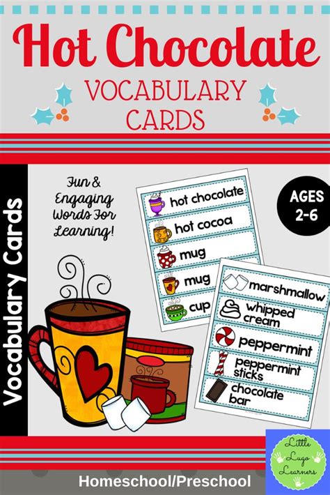 Hot Chocolate Vocabulary Cards Vocabulary Cards Hot Chocolate Dramatic Play Preschool
