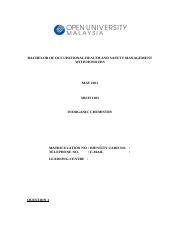 Document Docx Bachelor Of Occupational Health And Safety Management