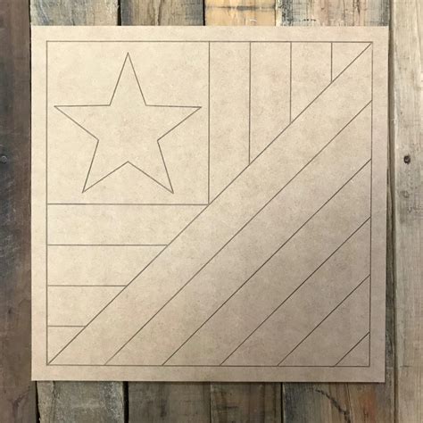 Quilt Pattern American Flag Diy Unfinished Wood Cutout Paint By