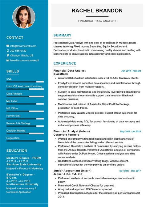 Financial Data Analyst Cv Example In Resumekraft