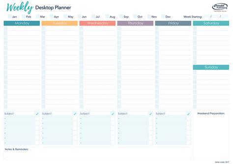 Weekly Desktop Planner - Createl Publishing