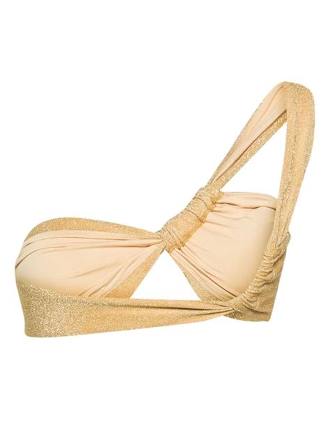 Cult Gaia Charmaine One Shoulder Bikini Top Gold FARFETCH RO