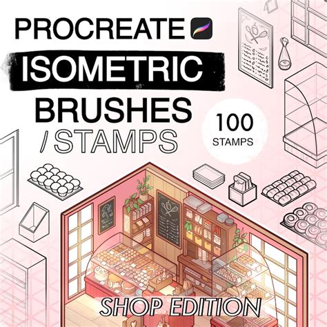 Isometric Procreate Stamps Bakery Shop Edition Brushes Etsy