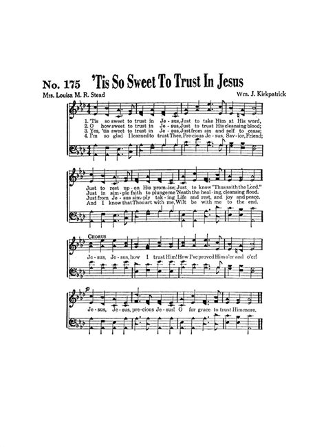 Tis So Sweet To Trust In Jesus Hymn Digital Sheet Music Home Art Decor Christian Inspirational