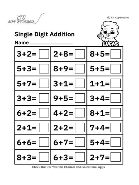 144 Free Printable Worksheets For Kids Single Digit Addition Worksheets ...