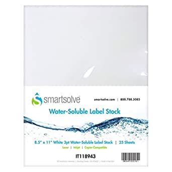 Smartsolve Water Soluble Label Stock Pack Of Sheets X