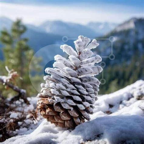 Snow Covered Pine Cone On A Mountain Stock Photo Creative Fabrica