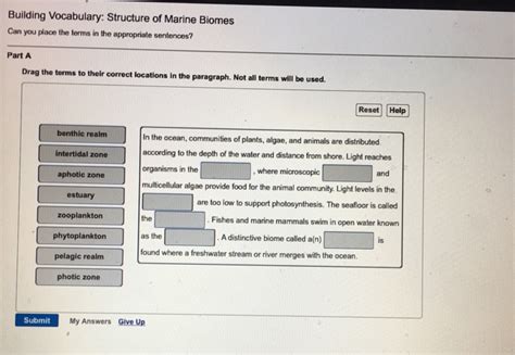 Solved Building Vocabulary: Structure of Marine Biomes Can | Chegg.com