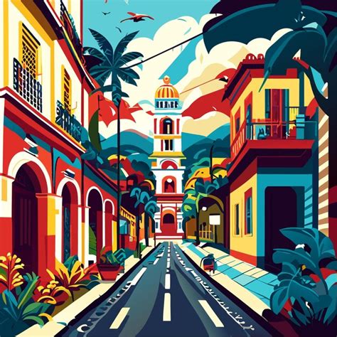 Ilustração de cena da América Latina desenhada à mão Vetor Premium