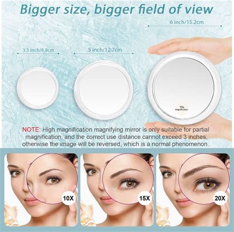 10x Magnifying Mirror with Suction Cups - Small Travel Magnified Mirror ...