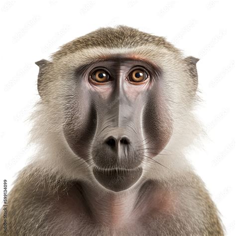 Baboon monkey face shot isolated on transparent background cutout Stock ...