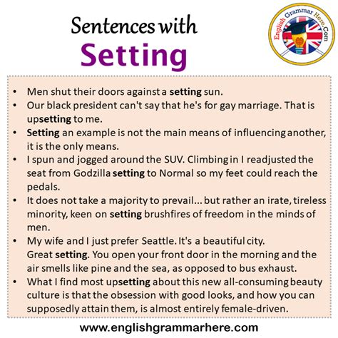 Sentences With Setting Setting In A Sentence In English Sentences For