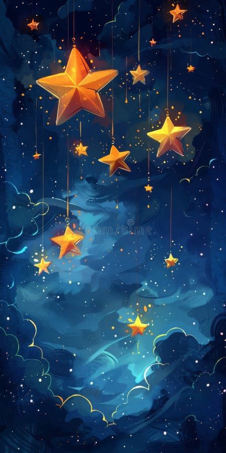 Night Sky with Stars Painting Stock Illustration - Illustration of ...