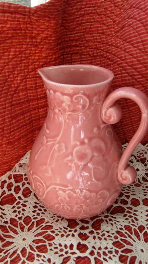 Bordallo Pinheiro Pink Morning Glory Pitcher Portuguese Water Pitcher