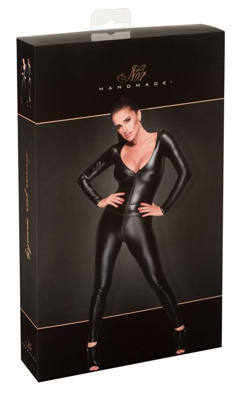 Noir Handmade Wetlook Open Rits Catsuit Cocolamar Be