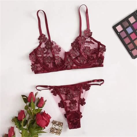 Sexy G String Fleurs Broderie Bralette Dentelle Soutien Gorge Bustier Lingerie String N
