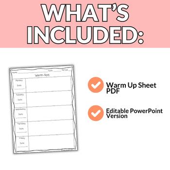 Free Bell Ringer Recording Sheet Warm Ups Tpt