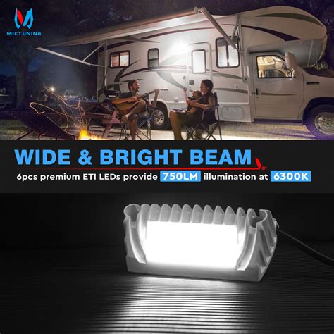 Mictuning Rv Led Solar Porch Light Camper Trailer Exterior White V