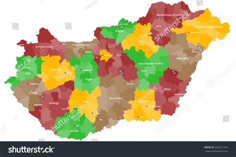 Large Detailed Map Hungary All Counties Stock Vector (Royalty Free ...