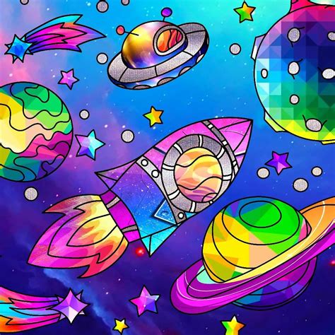 Colorful Space Art With Stars And Planets