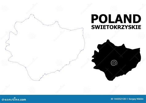 Vector Contour Dotted Map Of Swietokrzyskie Province With Caption Stock