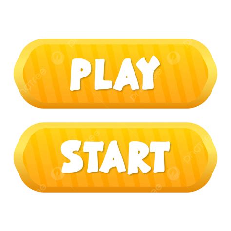 Yellow Play And Start Button For Video Game With White Playful Text