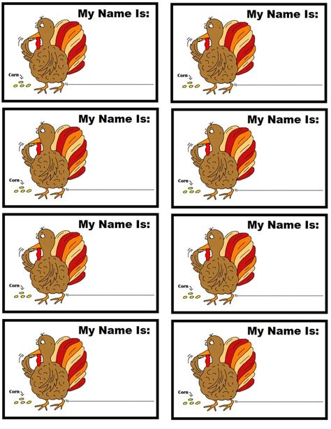 Turkey Name Tags Thanksgiving Clip Art Library