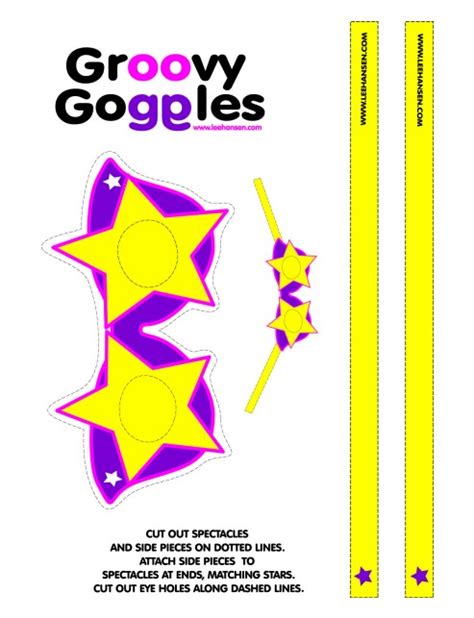 Printable Stars Shaped Eyeglasses Groovy Goggles Mask