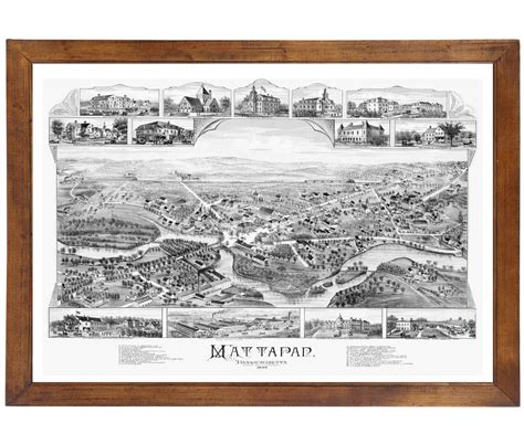 Mattapan, MA 1890 Bird's Eye View 24x36 Print From a Vintage Lithograph ...