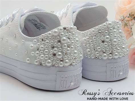 Perlas Cristal Boda Converse Para Novia Boda Blanca Converse