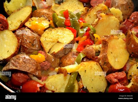 Cooking Kielbasa, Potatoes and Sausage Stock Photo - Alamy