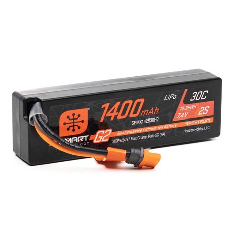 Spektrum SPMX142S30H2 7 4V 1400mAh 2S 30C Smart G2 LiPo Battery IC2