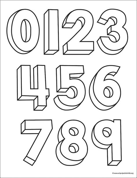 Easy How To Draw 3d Numbers Tutorial And 3d Numbers Coloring Page Numbers Font Lettering