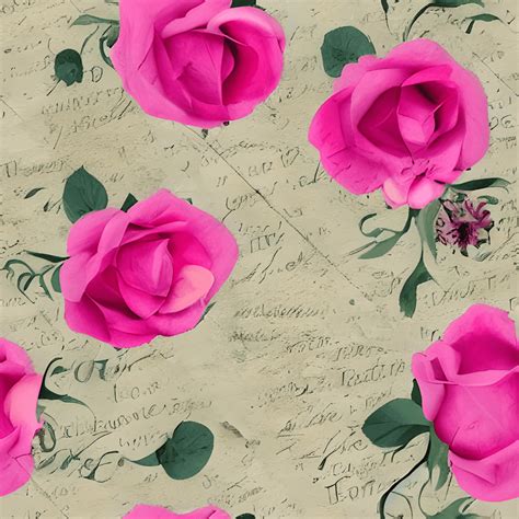 Torn Paper Pink Roses Vintage Distressed Junk Journal Background