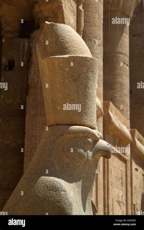 Statue Of The Falcon God Horus Wearing The Double Crown Of Egypt Edfu