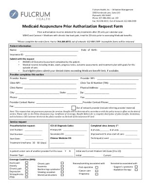 Fillable Online Medicaid Acupuncture Prior Authorization Request Form