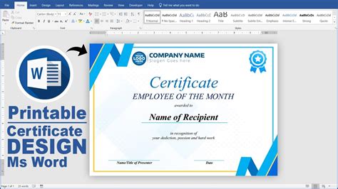 Step By Step Printable Certificate Template Design In Microsoft Word Tutorial Ms Word Design