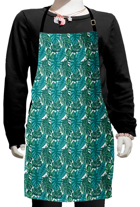 Exotic Kids Apron Continuous Jungle Foliage Pattern With Tropical