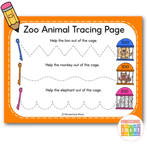 Free Zoo Tracing Lines Worksheets For Preschool Homeschool Share