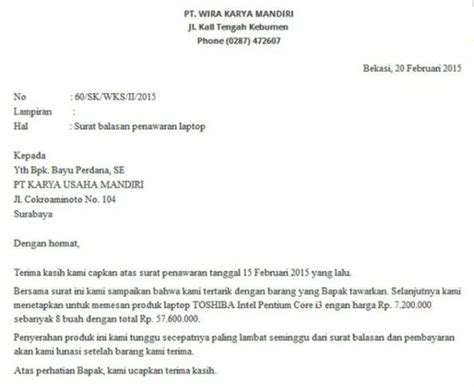 11 Contoh Surat Balasan Penawaran Beserta Formatnya Lengkap Sonoraid