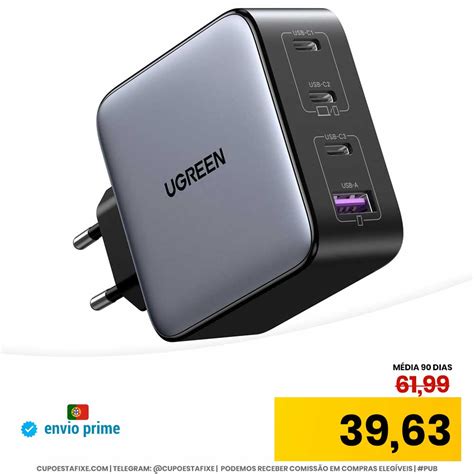 UGREEN Nexode 100 W Carregador USB C GAN 4 Portas Tomada USB C