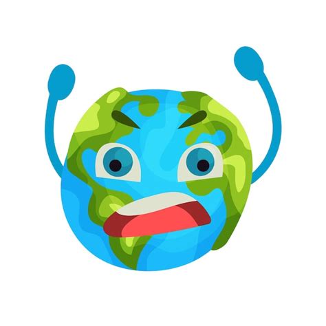 Premium Vector Cartoon Furious Earth Planet Emoji Humanized Globe