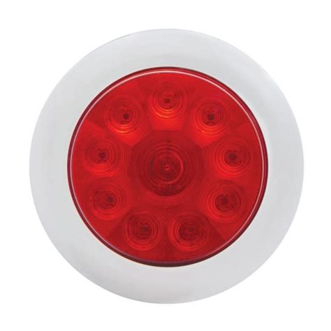 10 Led 4 Stop Turn And Tail Light W Bezel Red Led Red Lens Texas Chrome Shop