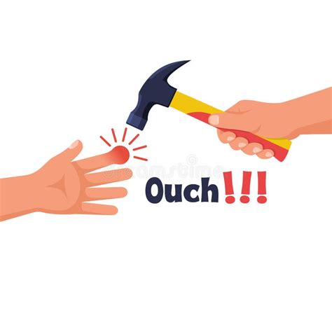 Hit Finger Hammer. Vector Illustration Flat Design Stock Vector ...